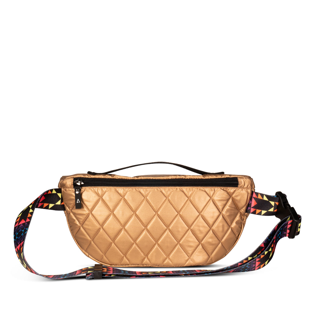 Metallic Rose Gold fanny pack with structured back wall to hold its shape | ANDI Brand