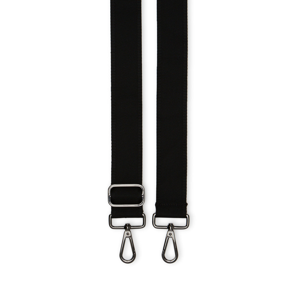 Black nylon cross-body custom strap for ANDI bags | Gunmetal hardware