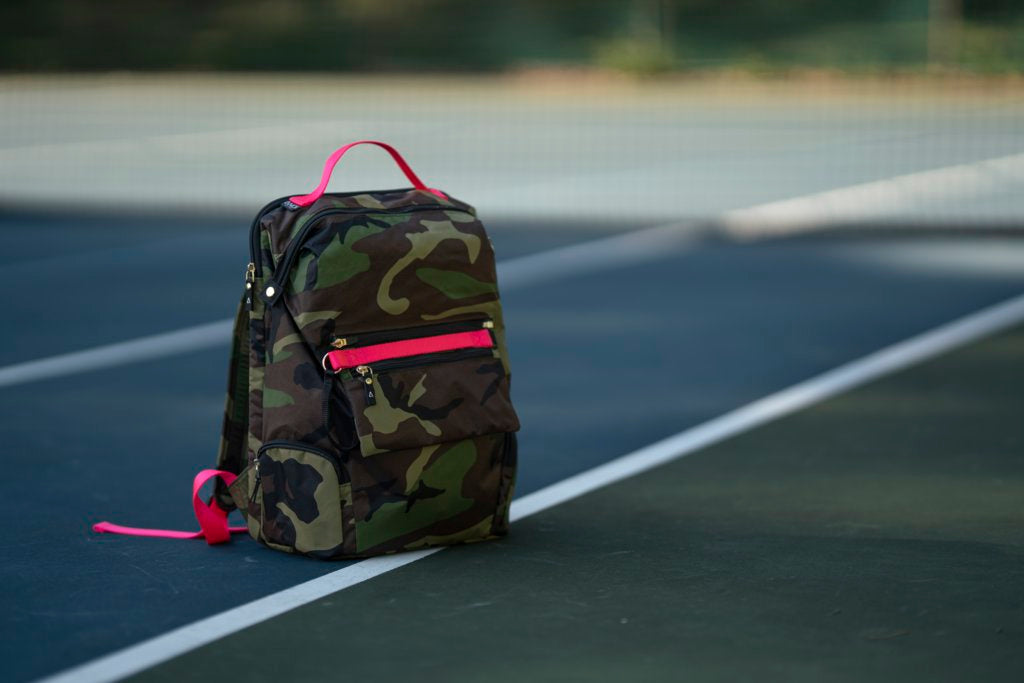 ANDI nylon water-resistant and light-weight backpack | Camo with Hot pink
