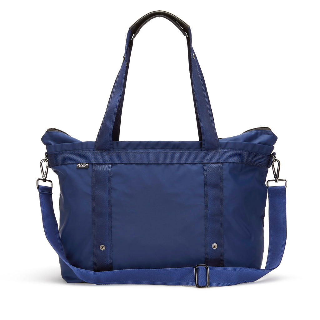 Admiral Blue ANDI Large water resistant crossbody travel tote with adjustable and removable straps