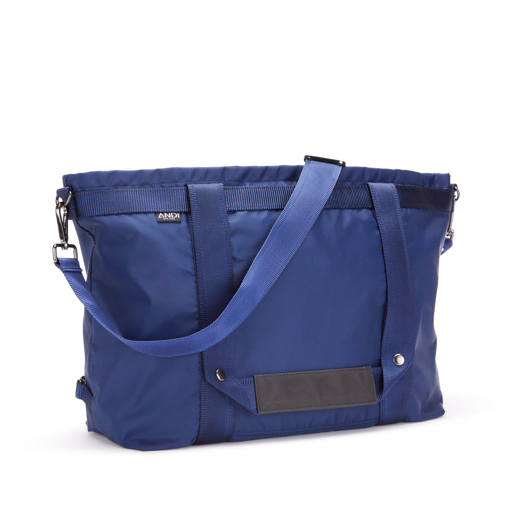 ANDI Large convertible bag in navy blue color that transforms to backpack | Travel Tote