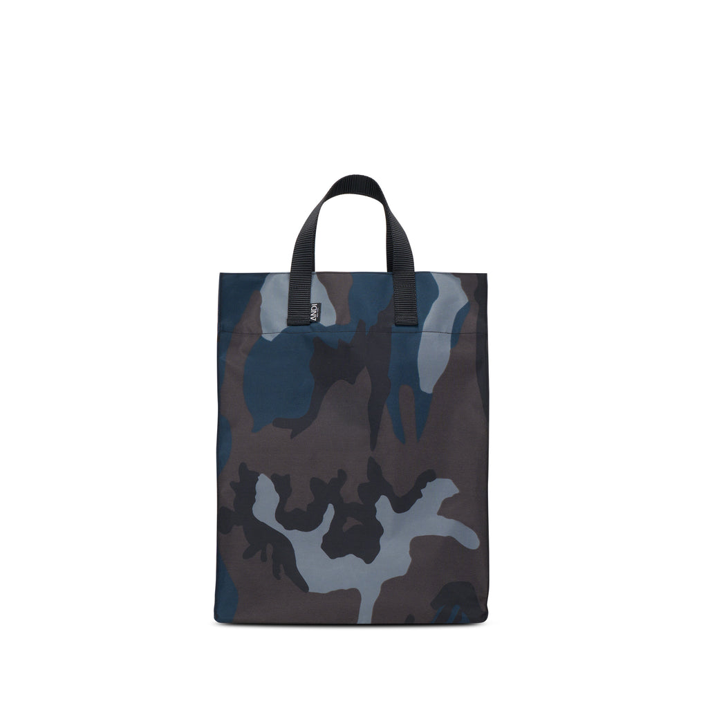 Machine-washable nylon shopping tote with hand carry and shoulder carry handles | Camo | ANDI Brand