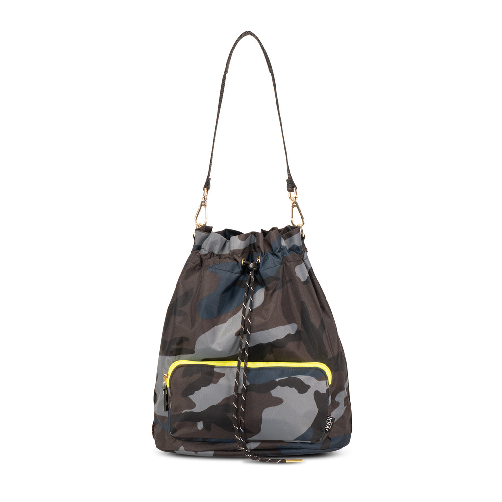 Fashion bucket bag with separate cross-body and shoulder straps | Nylon Gym Bag | ANDI Brand