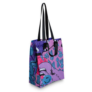 Washable ANDI nylon shopper bag with stow away shoulder straps and snap closure | artist Z Hovak