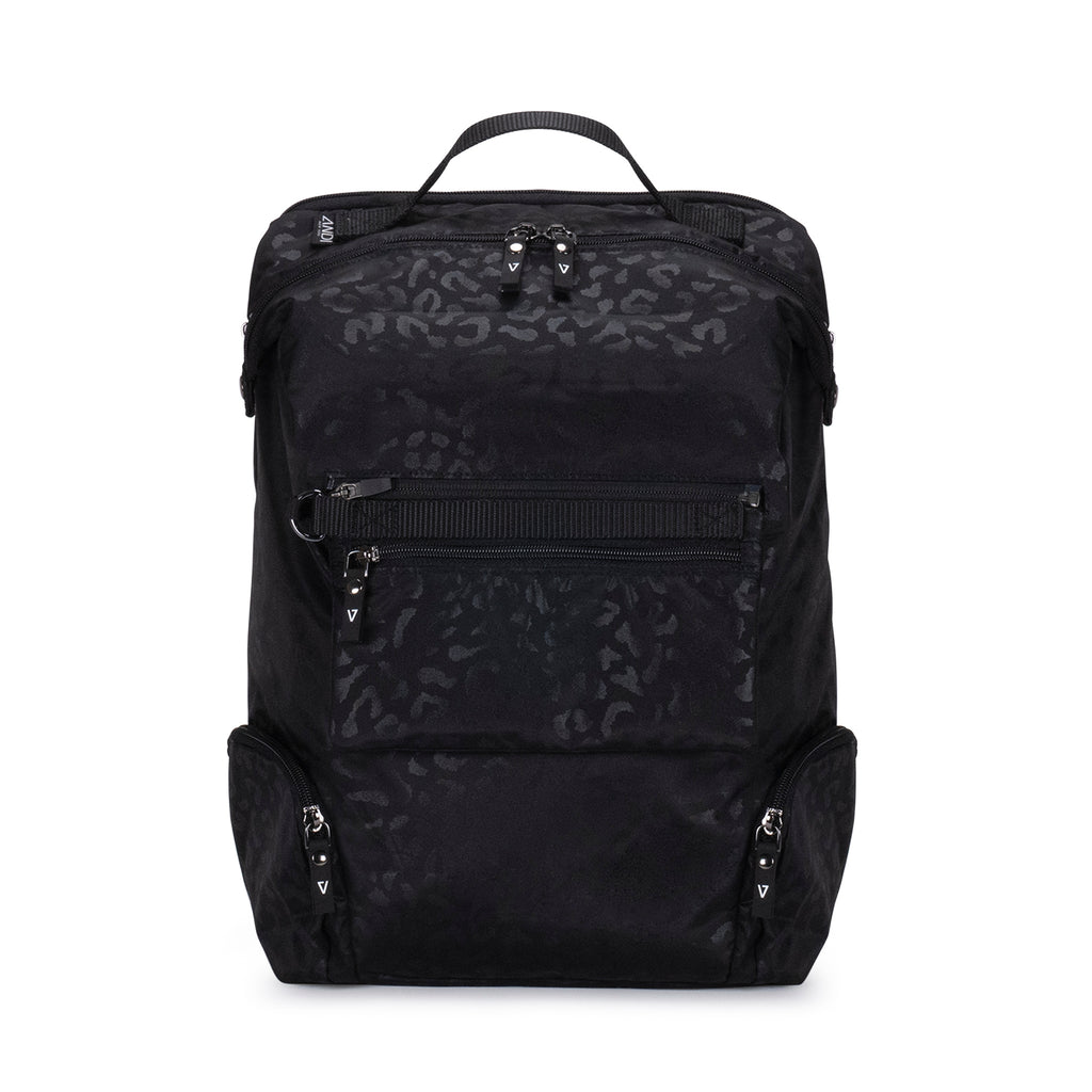 Fashion backpack with laptop compartment and trolley sleeve | Black nylon | Travel backpack | ANDI