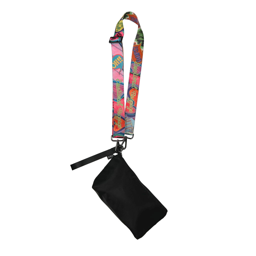 ANDI Emotional Baggage strap can attach to other bags and accessories | Favorite Pouch - Black | Art by Kristin Simmons