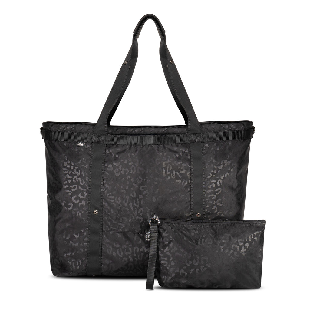 Convertible extra large nylon travel bag in Black Leopard print | ANDI Brand
