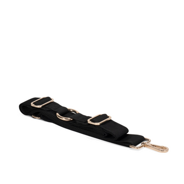 Detachable and adjustable long strap in black with gold hardware | ANDI nylon strap