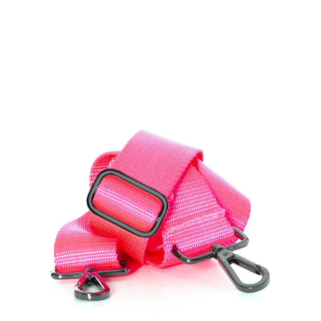 Cute crossbody bag strap in hot pink color with silver hardware | ANDI removable nylon strap