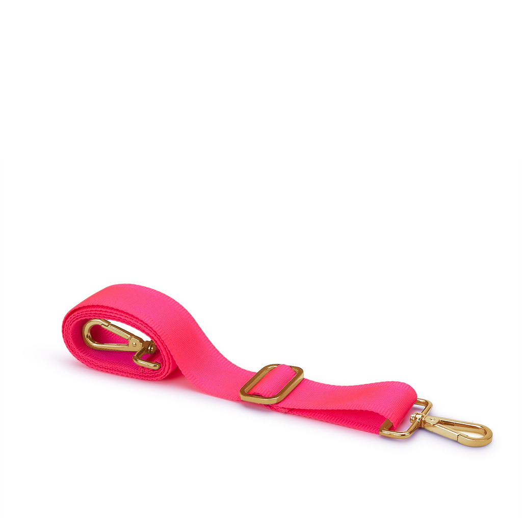 Adjustable and removable bag strap in hot pink fun color with gold hardware | ANDI nylon strap