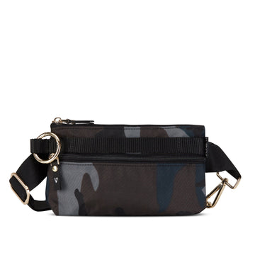 Blue camo nylon small belt bag that converts to hip pack | ANDI Brand