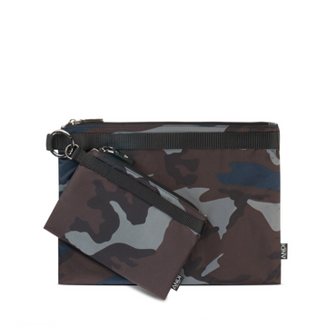 Detachable small and large pouches in gray camo | ANDI Brand