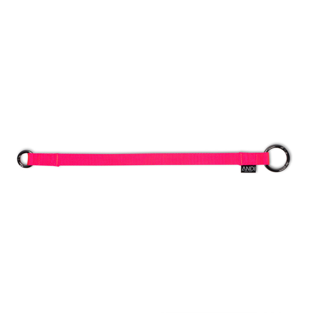 ANDI nylon wristlet strap with large and small ring clips | hot pink