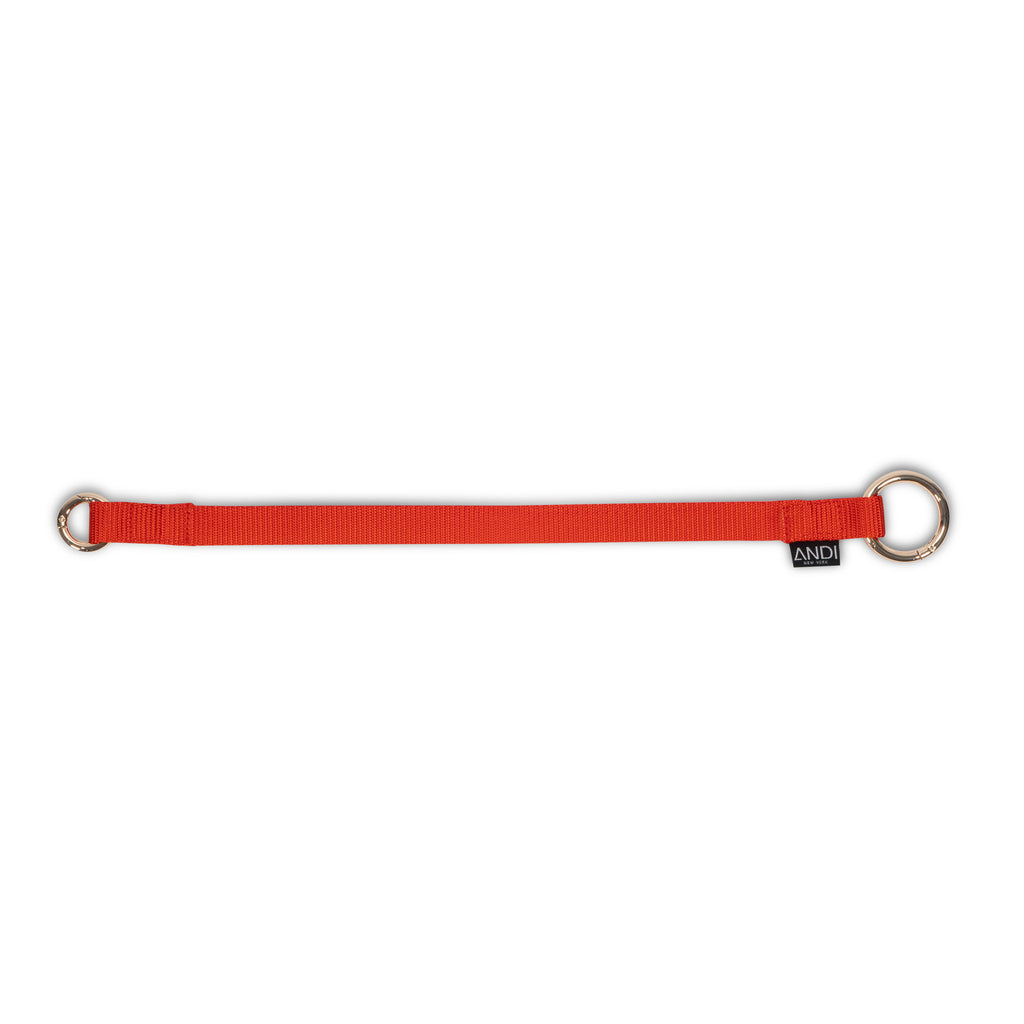 Orange polyester mini strap with ring clips on both sides | ANDI nylon key leash