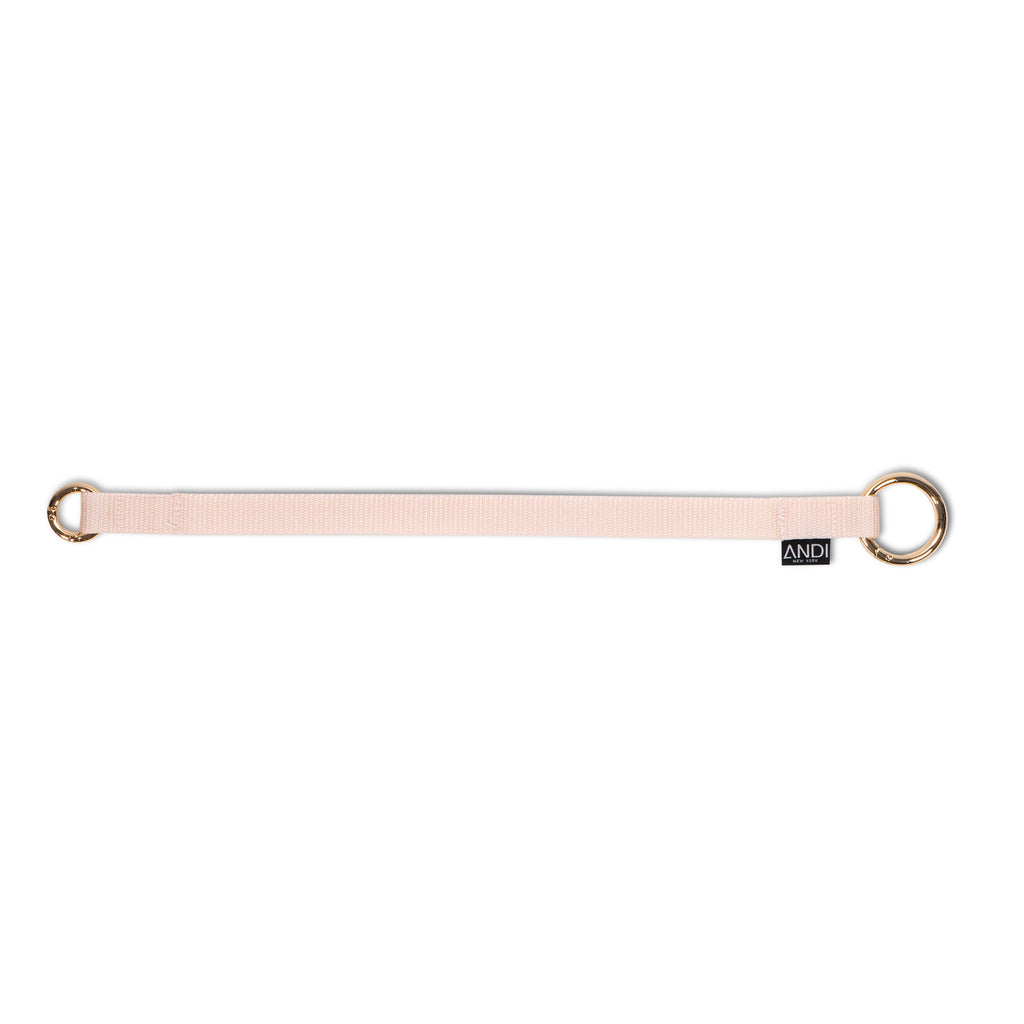 Light pink nylon small strap with ring clips on both sides | ANDI Key Leash
