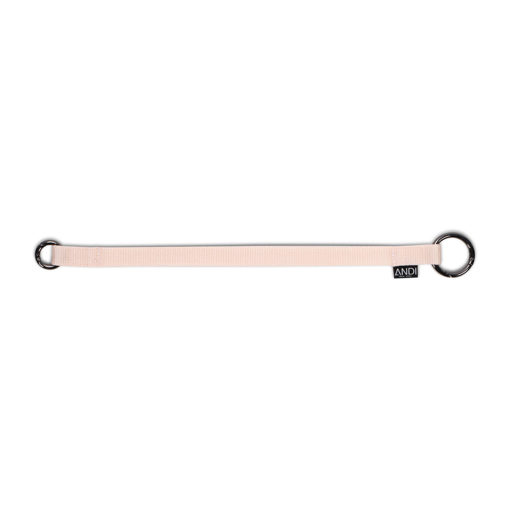 ANDI nylon key leash in rose pink color with ring clips on both sides