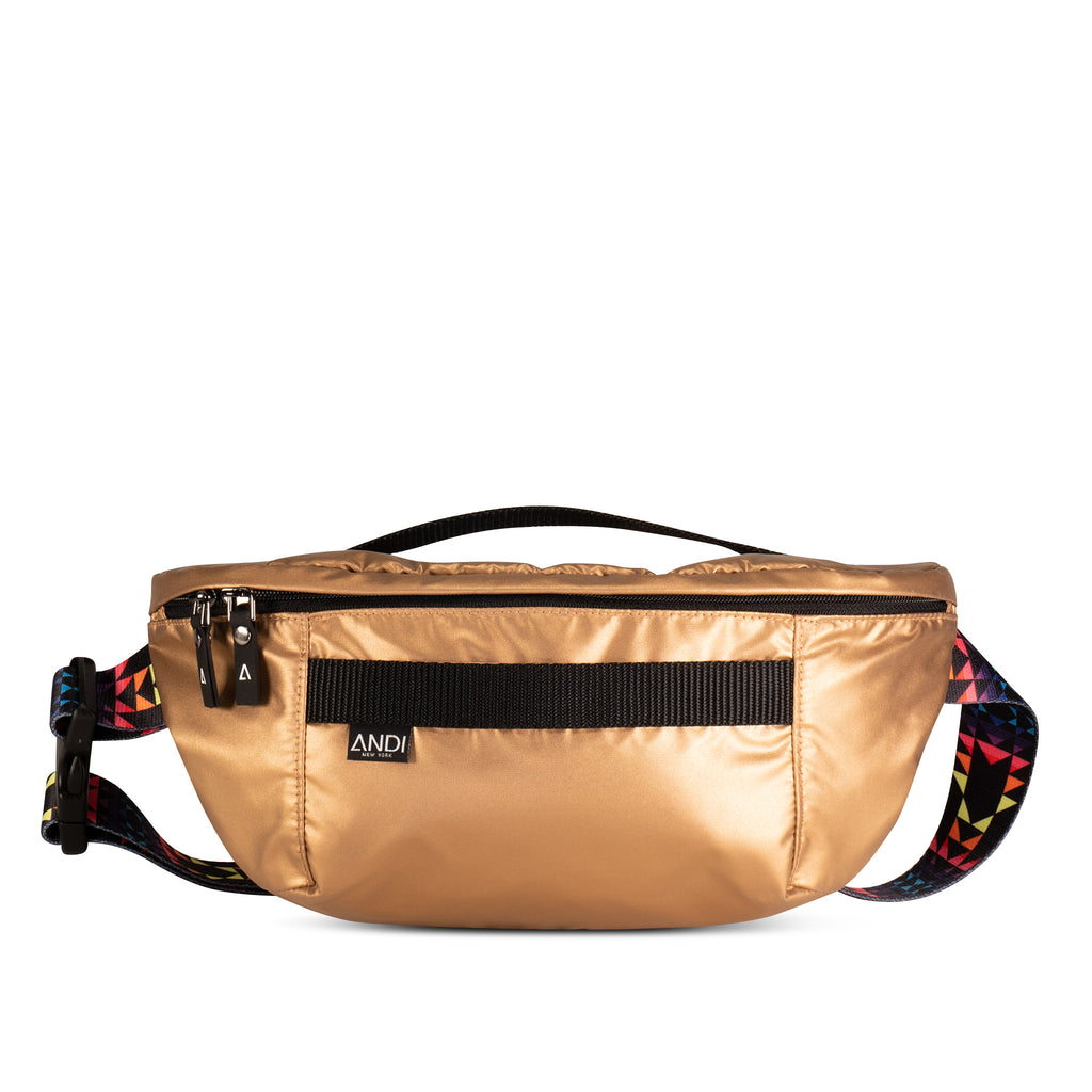 ANDI fanny pack in Metallic Rose Gold with fun strap | Nylon 