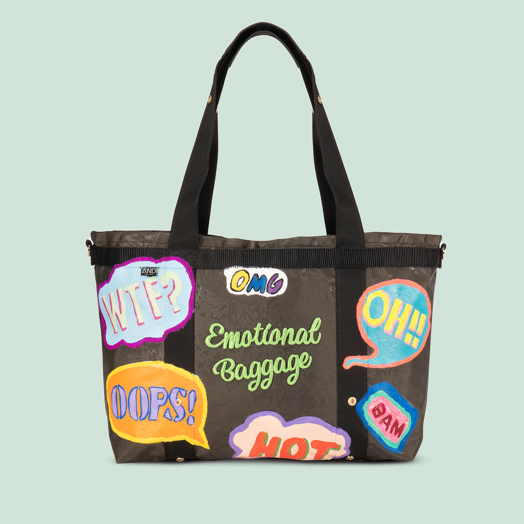 Large ANDI convertible tote painted by artist Kristin Simmons | Emotional Baggage