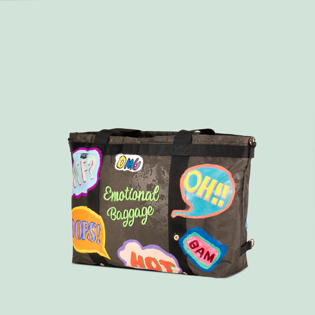 Emotional baggage ANDI Large tote bag painted by artist Kristin Simmons | Piece of art