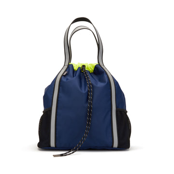 Navy blue nylon shoulder bag with adjustable backpack straps | ANDI Brand