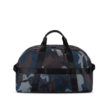 Unisex nylon convertible duffel bag in blue camo | Separate laptop compartment | ANDI travel bag
