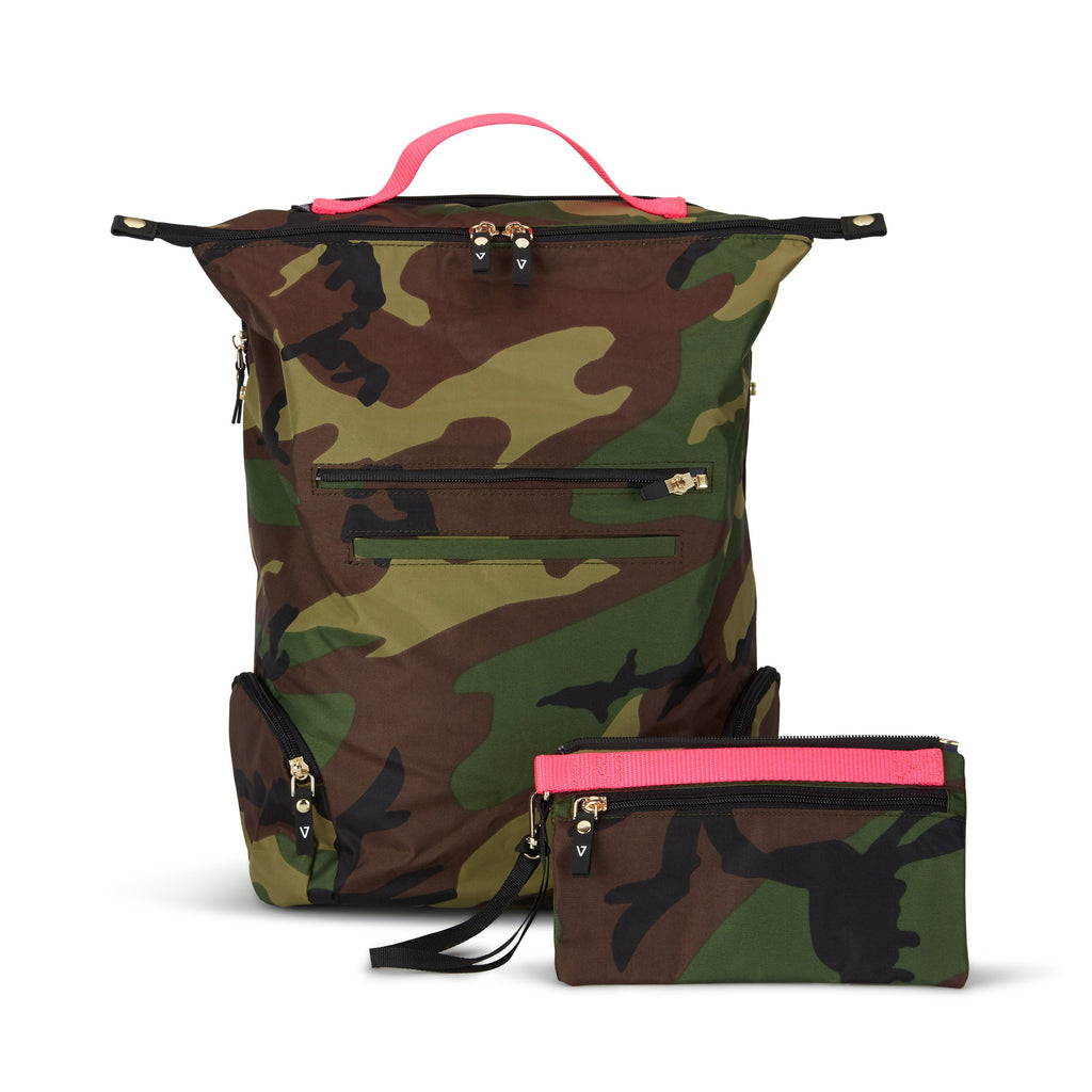 Camouflage nylon travel backpack for women | Hot pink | Laptop bag | ANDI Brand