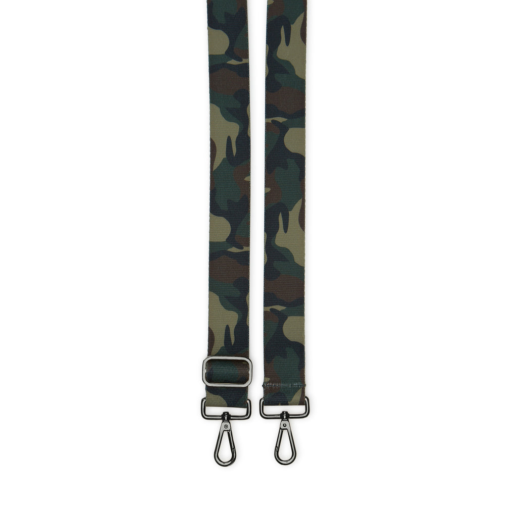 Stylish nylon custom strap for crossbody | ANDI replacement strap in camo with silver hardware