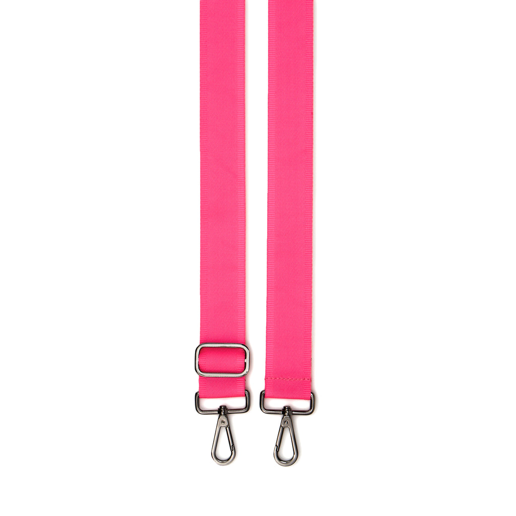 Hot pink crossbody nylon strap with gunmetal hardware | ANDI detachable bag strap