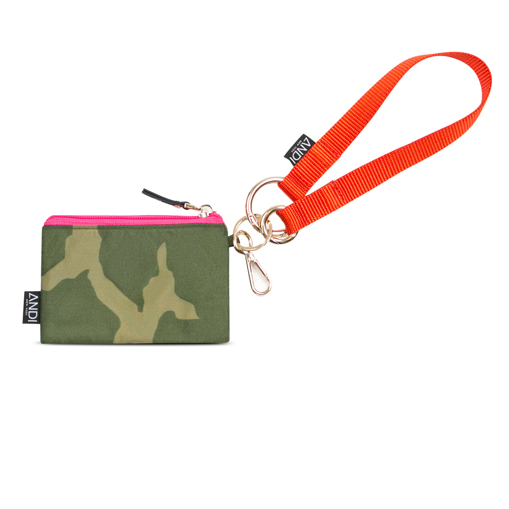 Nylon ANDI Key Leash that can connect to your wallet or bag | Orange Wristlet strap