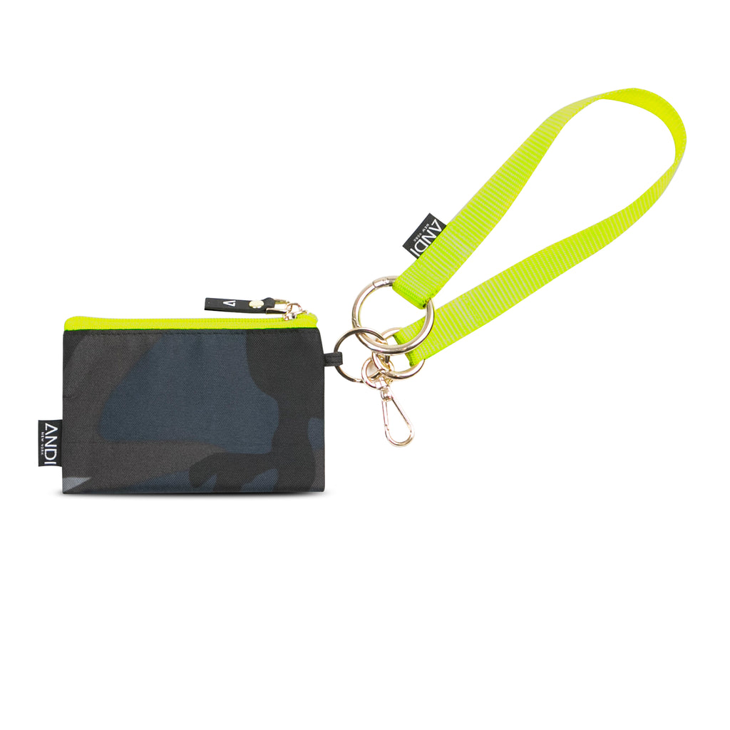Neon yellow nylon key leash that can attach to any ring or strap | ANDI wristlet strap
