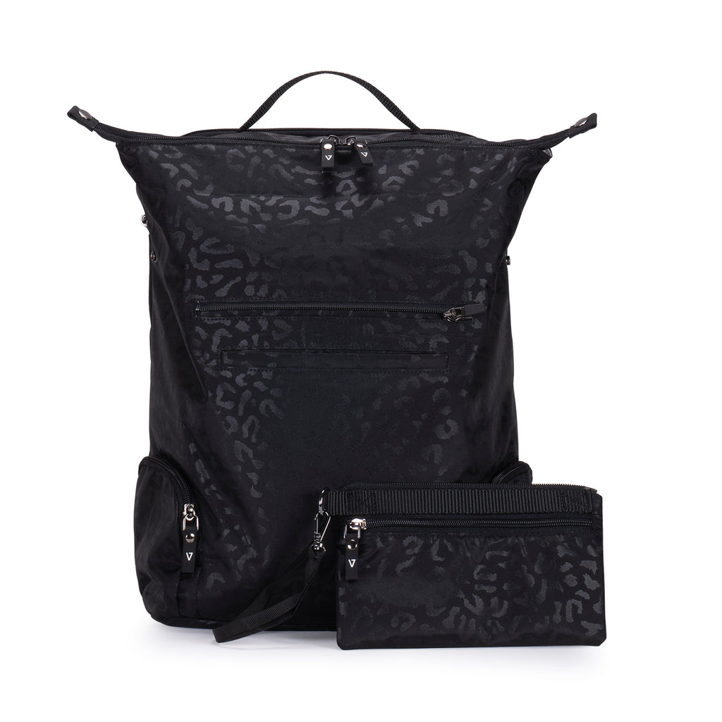 Fashion travel backpack for women | Laptop bag | Black Leopard print | ANDI Brand