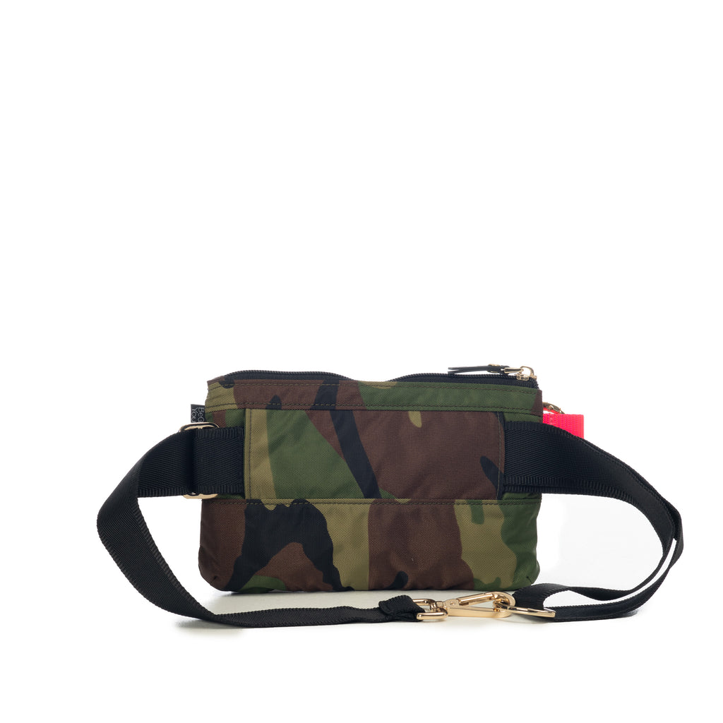 Camouflage ANDI handheld pouch that converts to fanny pack